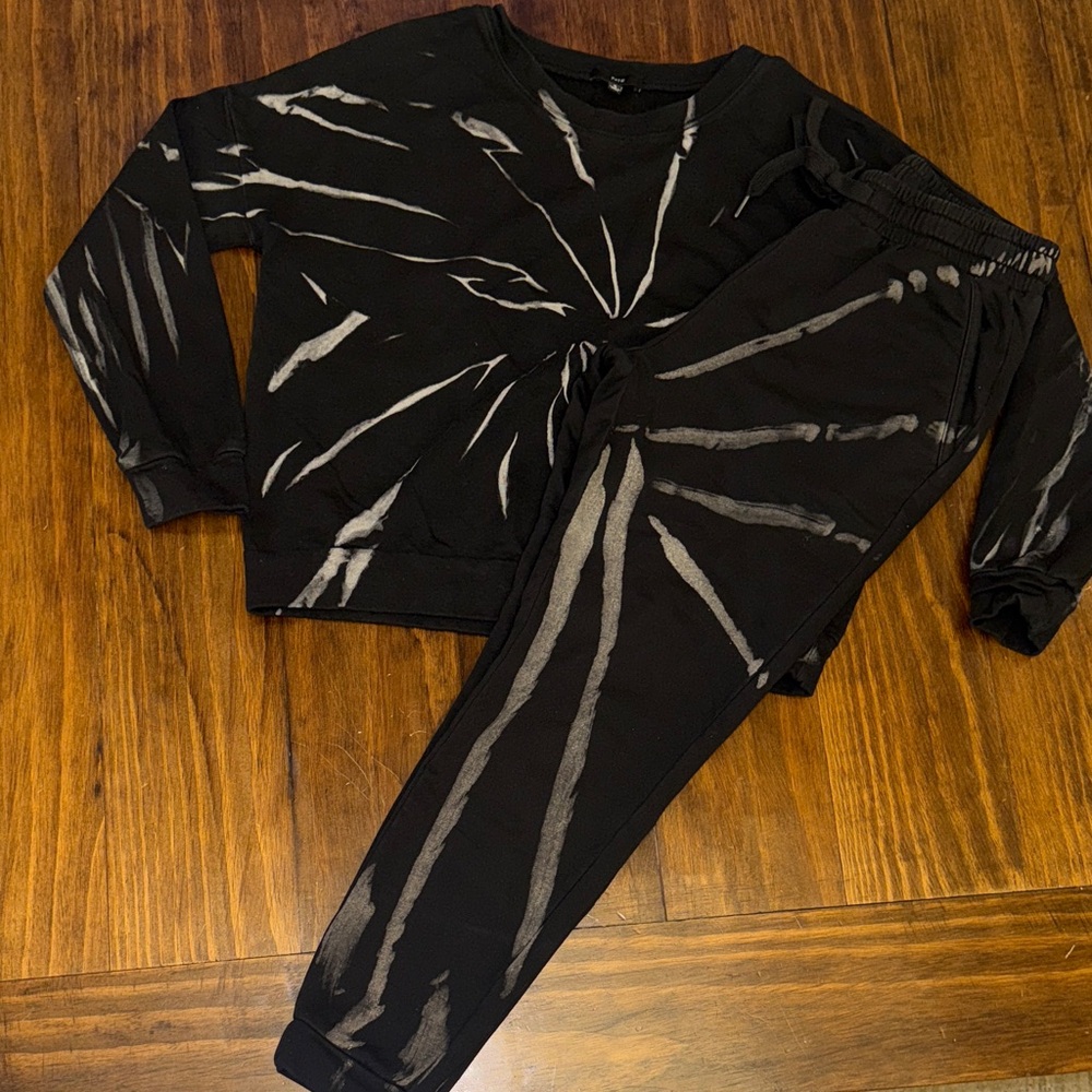 Fate Black and White Tie-Dye Jogger Set